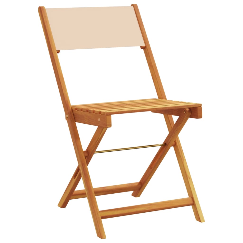 Sammenleggbare Hagestoler 6 Stk Beige Stoff Og Heltre