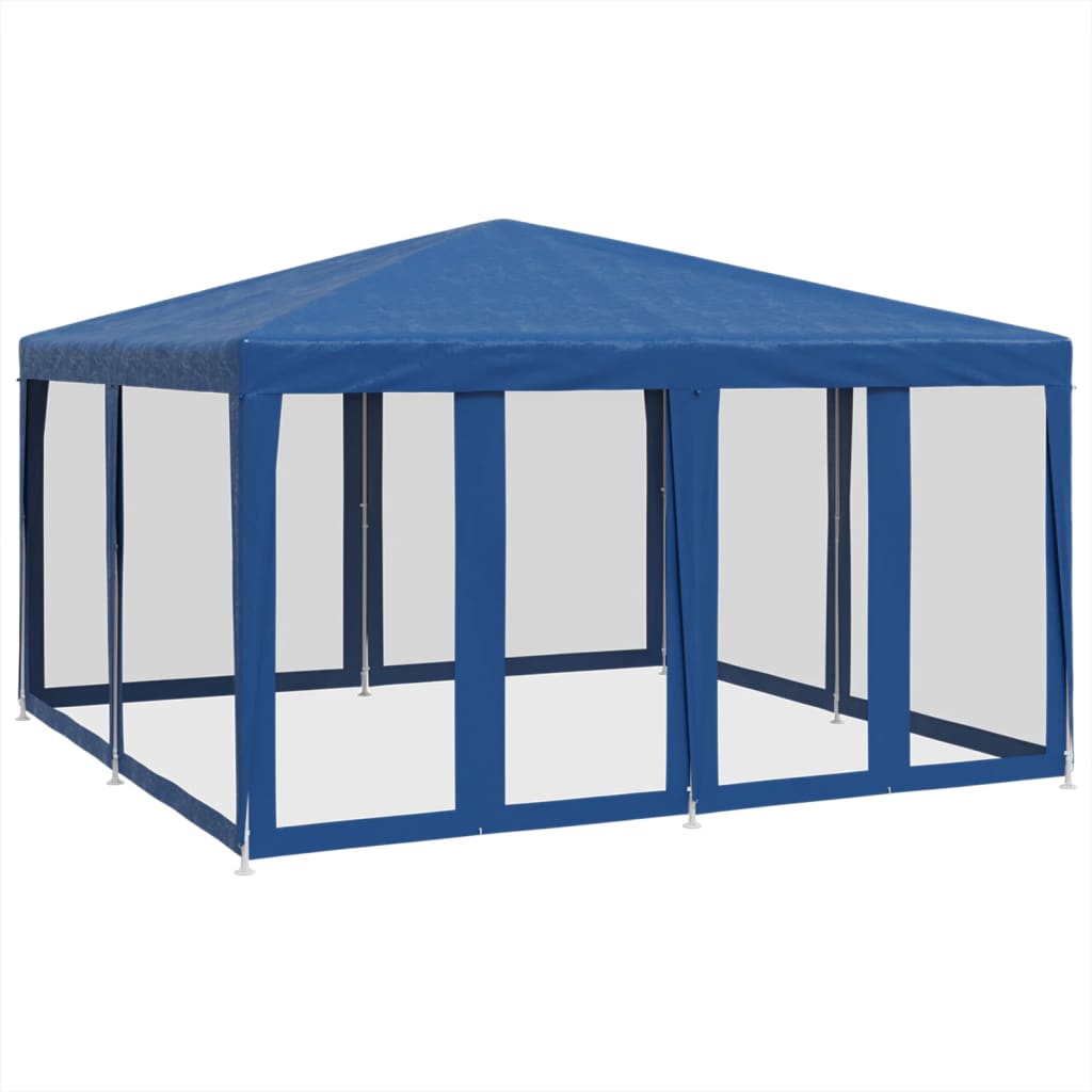 Festtelt Med 8 Sidevegger Av Netting Blå 4X4 M Hdpe