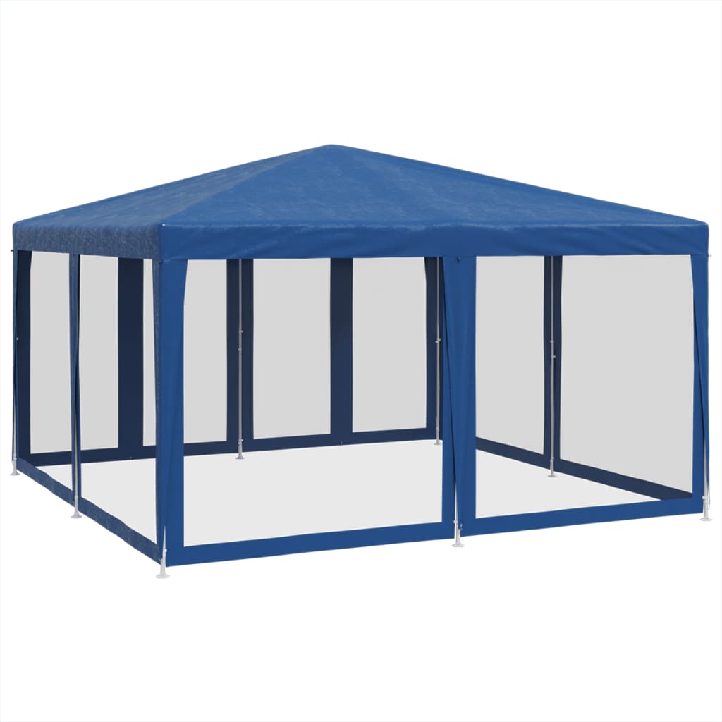 Festtelt Med 8 Sidevegger Av Netting Blå 4X4 M Hdpe