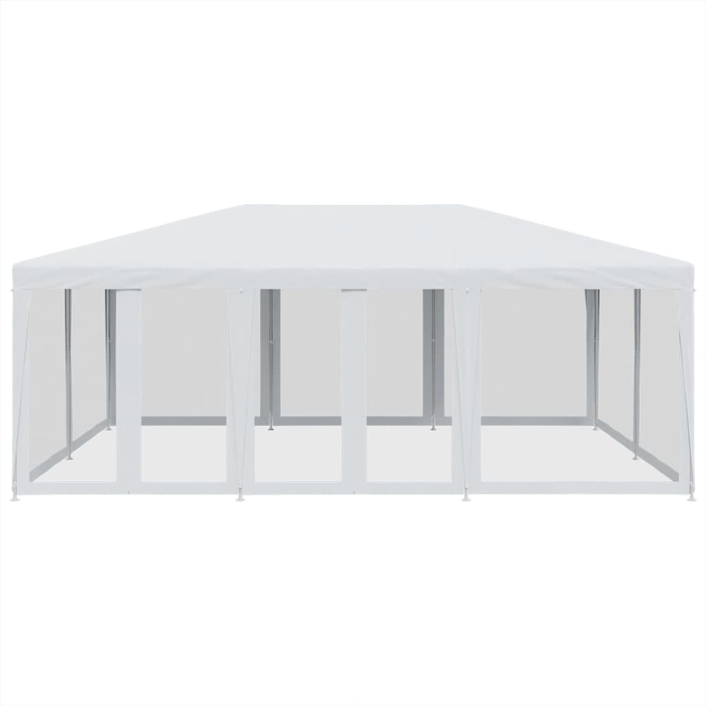 Festtelt Med 10 Sidevegger Av Netting Hvit 6X4 M Hdpe