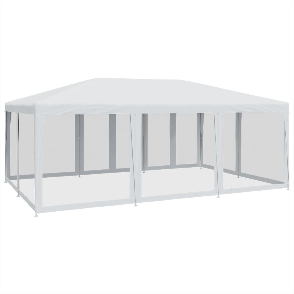 Festtelt Med 10 Sidevegger Av Netting Hvit 6X4 M Hdpe