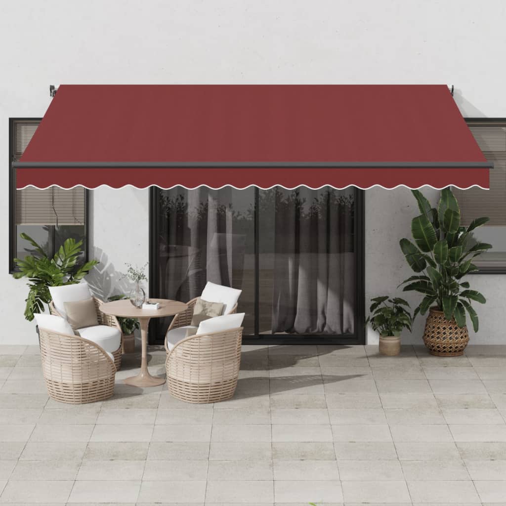 Automatisk Uttrekkbar Markise Med Led Burgunder 450X300 Cm