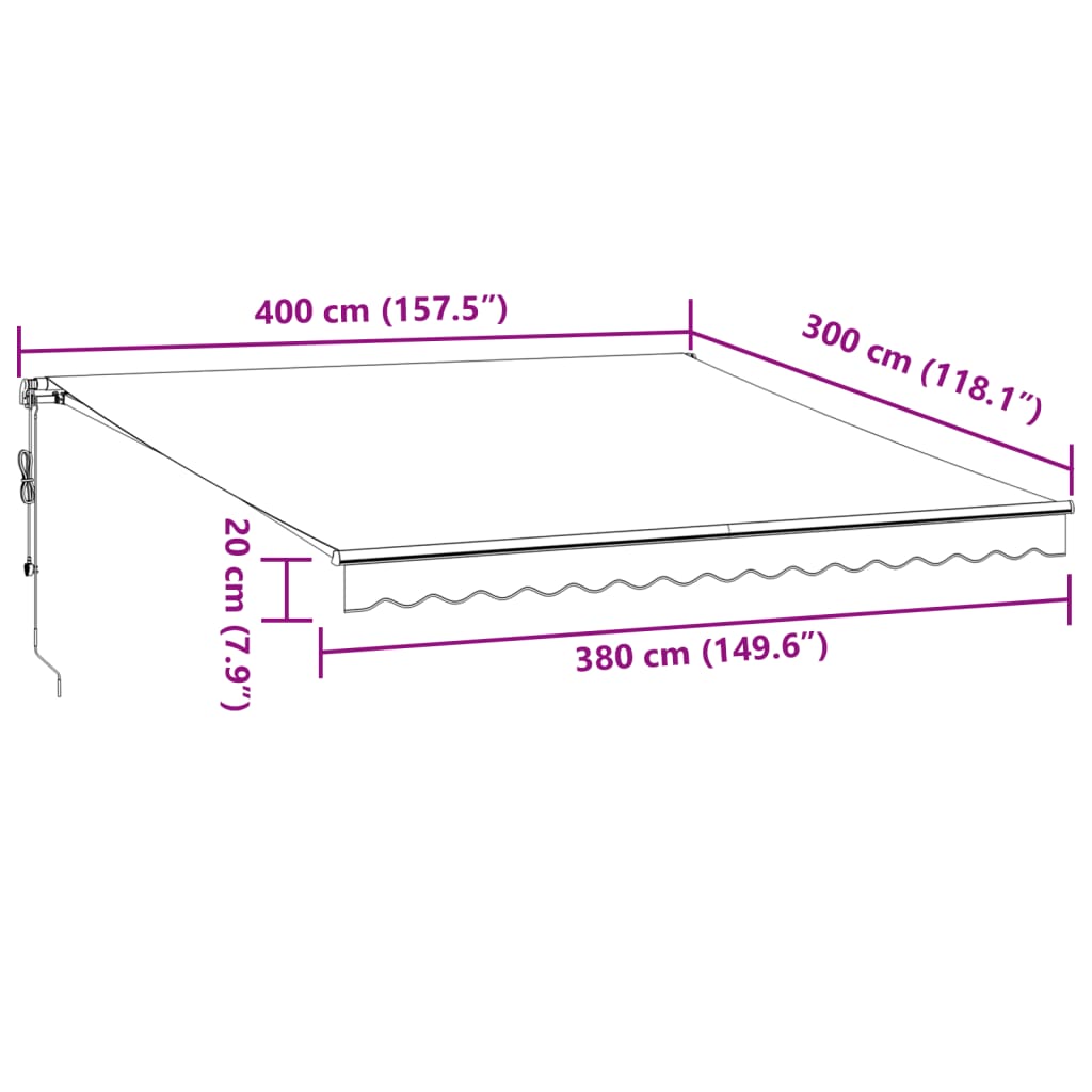 Automatisk Uttrekkbart Markise Antrasitt Og Hvit 400X300 Cm