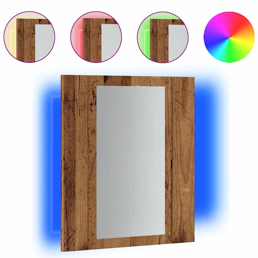 Speilskap Med Led Gammelt Tre 40X12X45 Cm Konstruert Tre