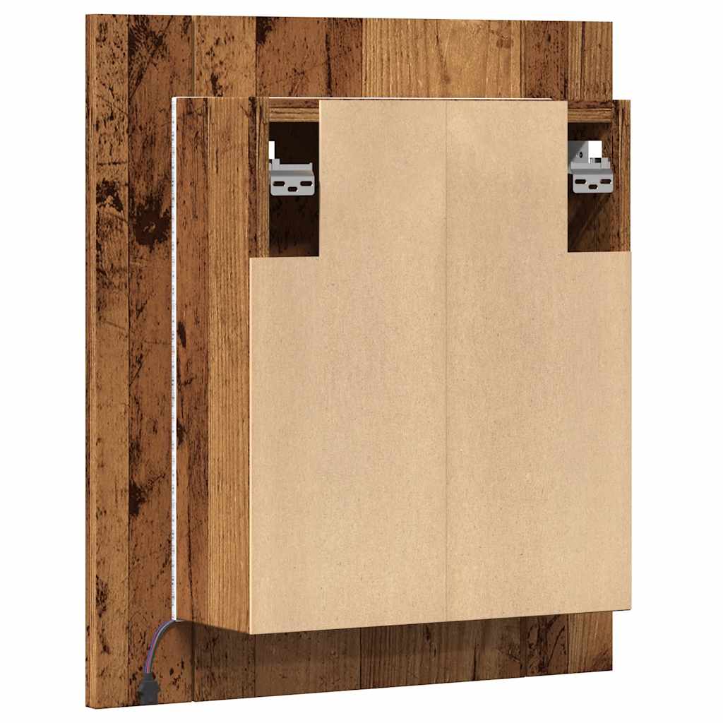 Speilskap Med Led Gammelt Tre 40X12X45 Cm Konstruert Tre