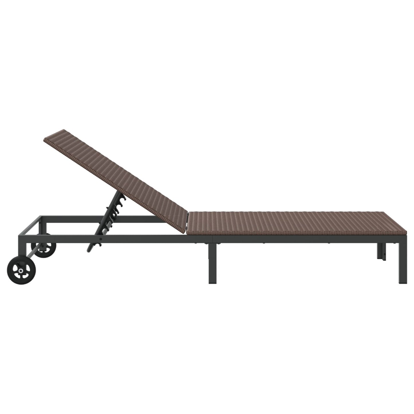 Solseng Med Hjul Brun Poly Rattan