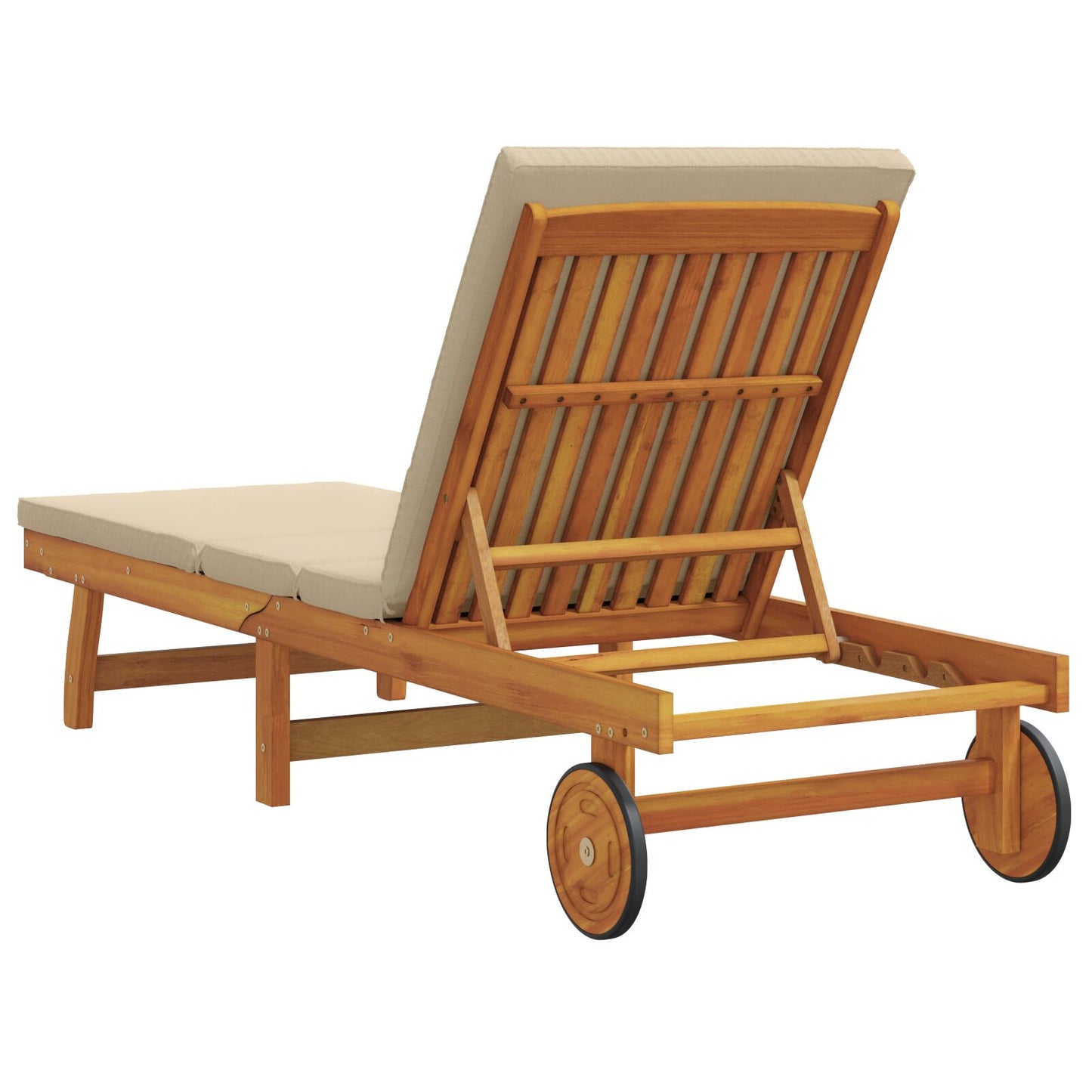 Solseng Med Hjul Og Pute - Beige Massivt Tre