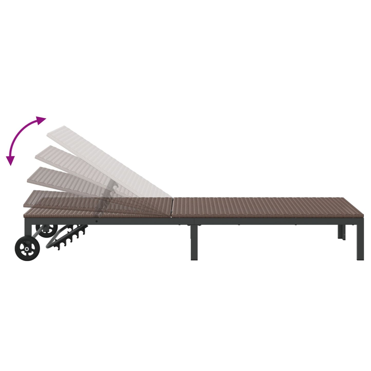 Solseng Med Hjul Brun Poly Rattan