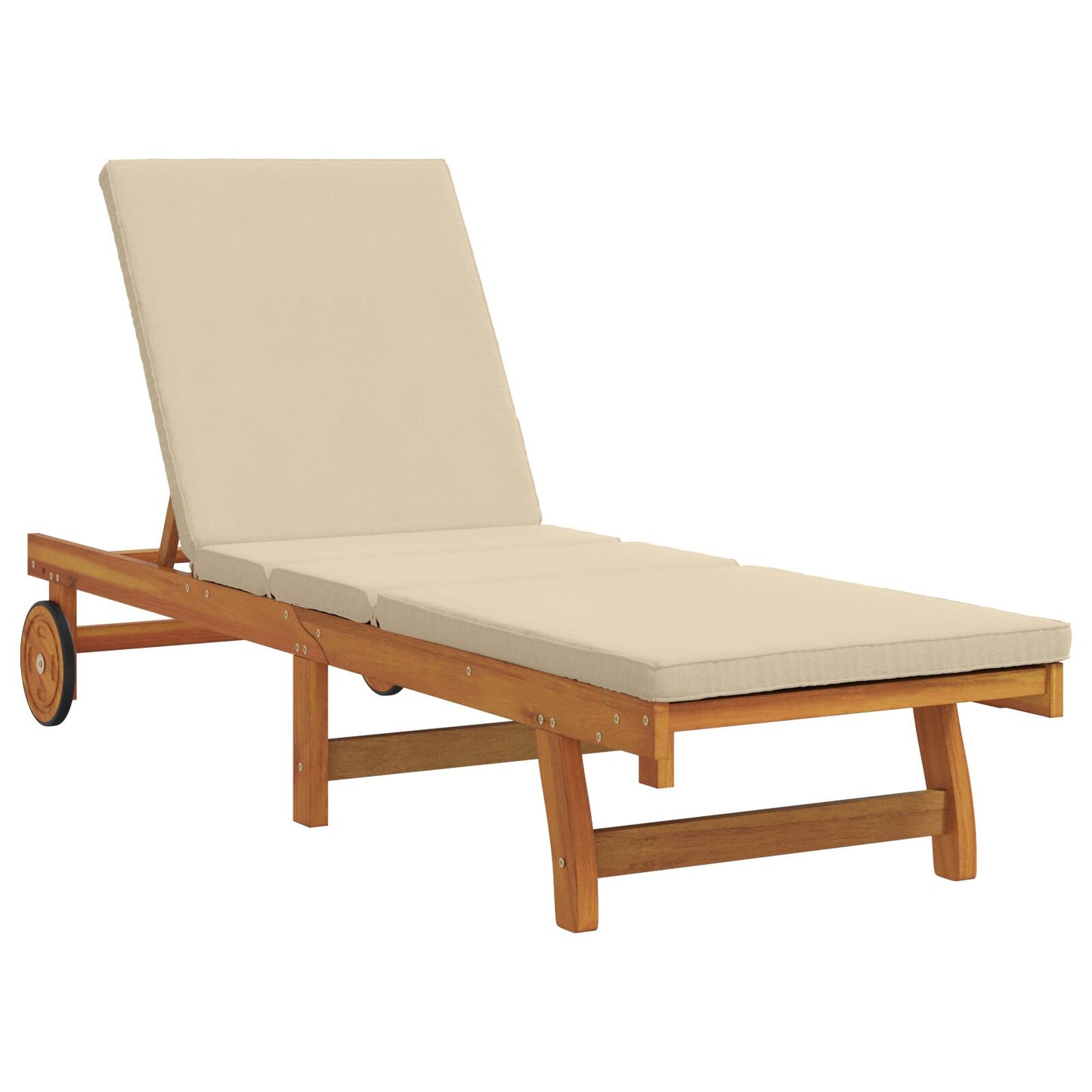 Solseng Med Hjul Og Pute - Beige Massivt Tre