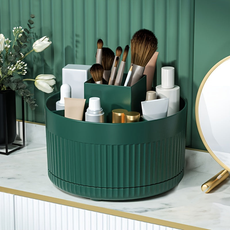 360° Rotating Makeup Brush Organizer – Large Capacity Storage Box Green 1 MAHYSTYLE