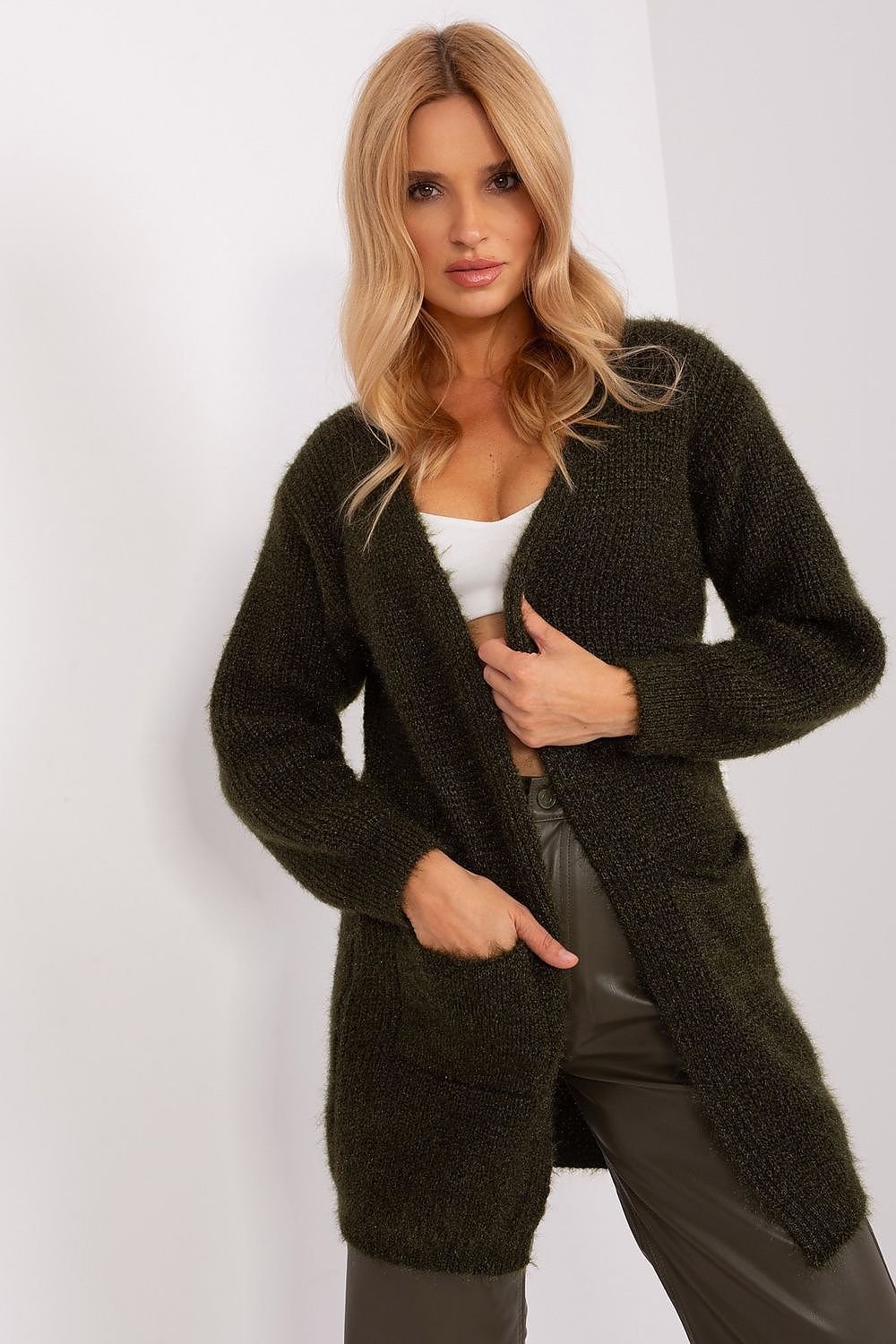 Long Cardigan with Pockets green / one-size-fits-all MAHYSTYLE