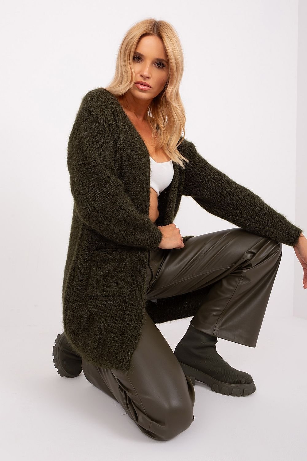 Long Cardigan with Pockets green / one-size-fits-all MAHYSTYLE