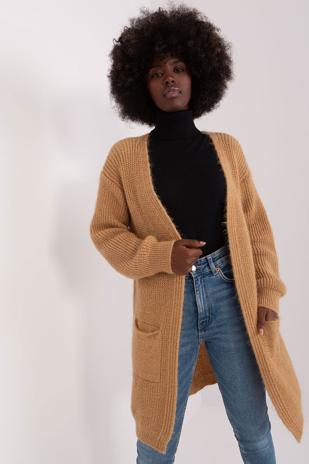 Long Cardigan with Pockets brown / one-size-fits-all MAHYSTYLE