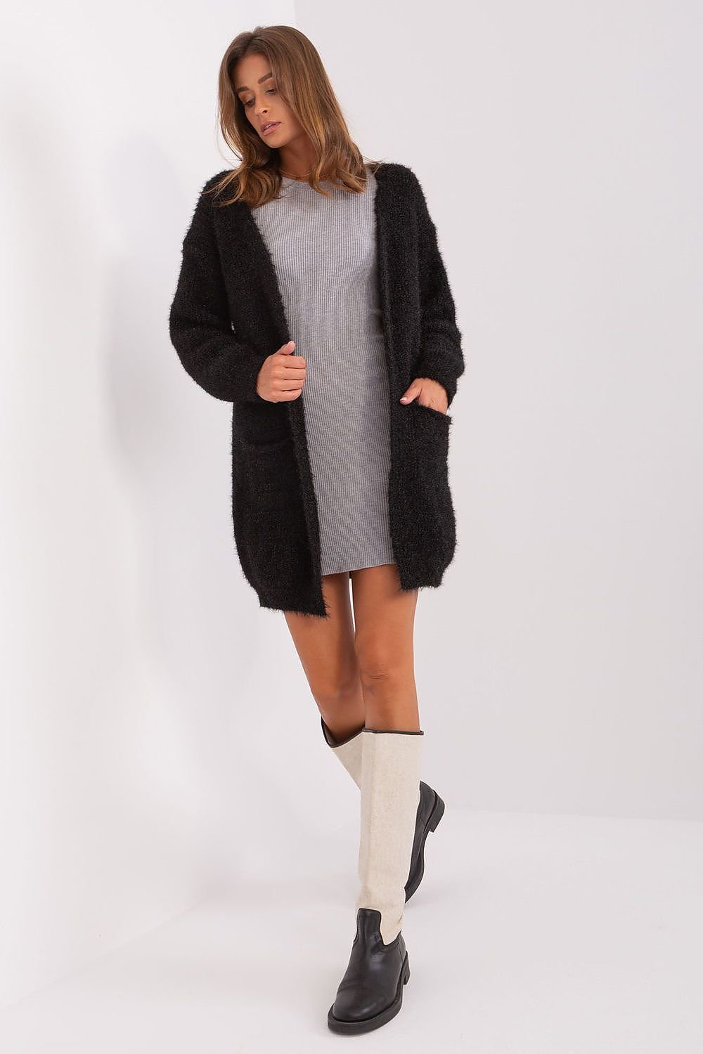 Long Cardigan with Pockets black / one-size-fits-all MAHYSTYLE