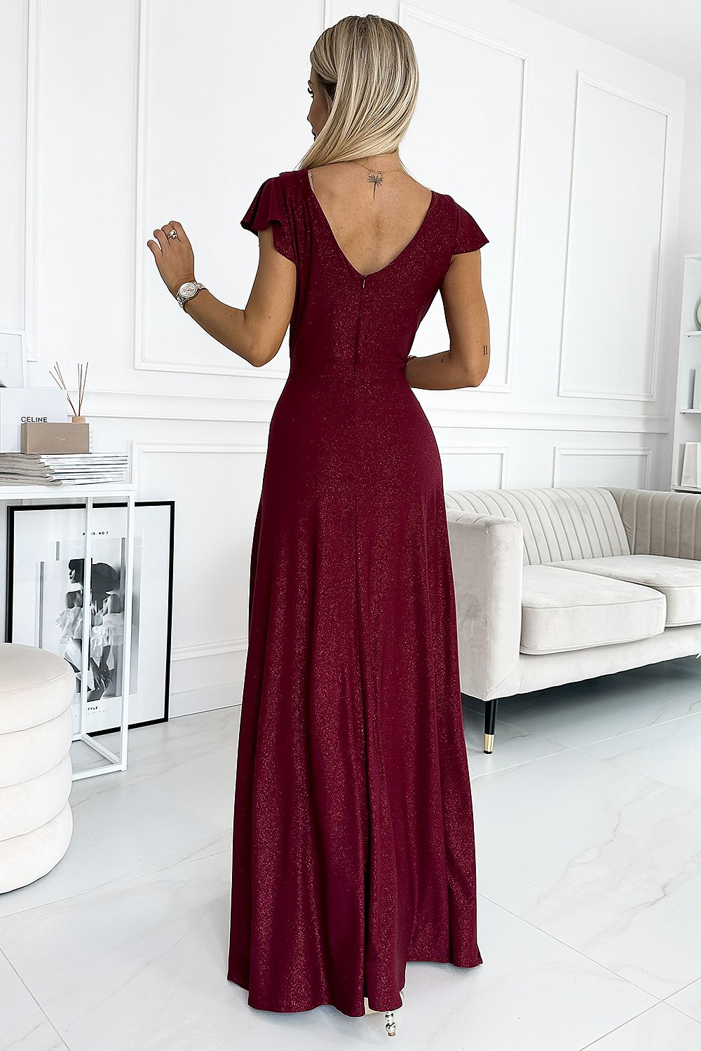 Crystal Maxi Dress by Numoco – Elegant Wrap Dress with High Slit red / XS MAHYSTYLE