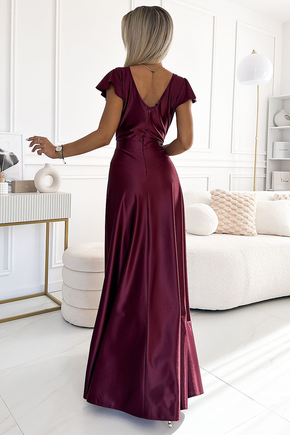 Crystal Maxi Dress by Numoco – Elegant Wrap Dress with High Slit red / XS MAHYSTYLE