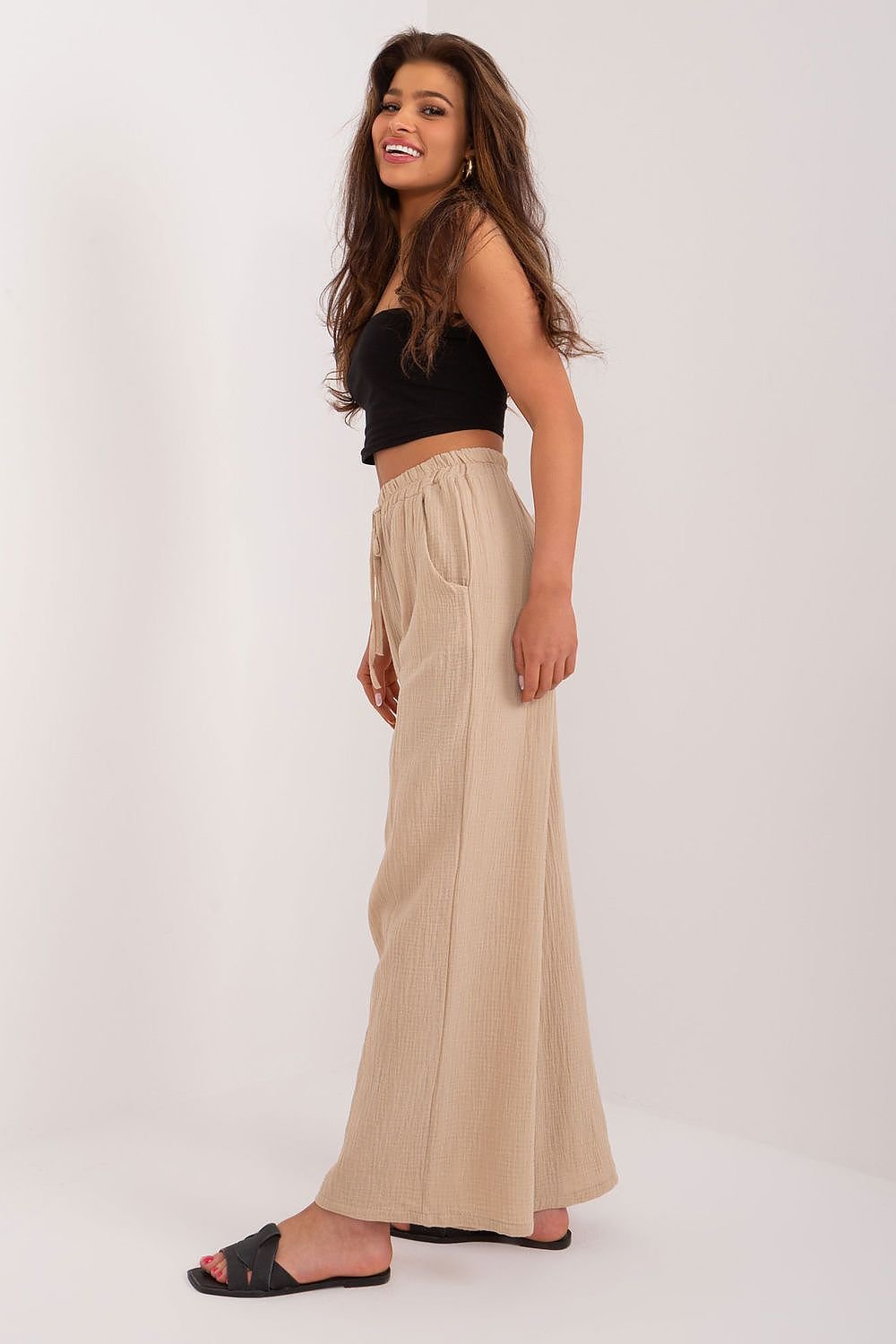 Versatile Fabric Pants by Italy Moda beige / one-size-fits-all MAHYSTYLE