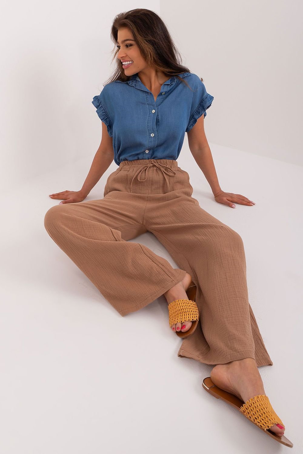 Versatile Fabric Pants by Italy Moda beige / one-size-fits-all MAHYSTYLE