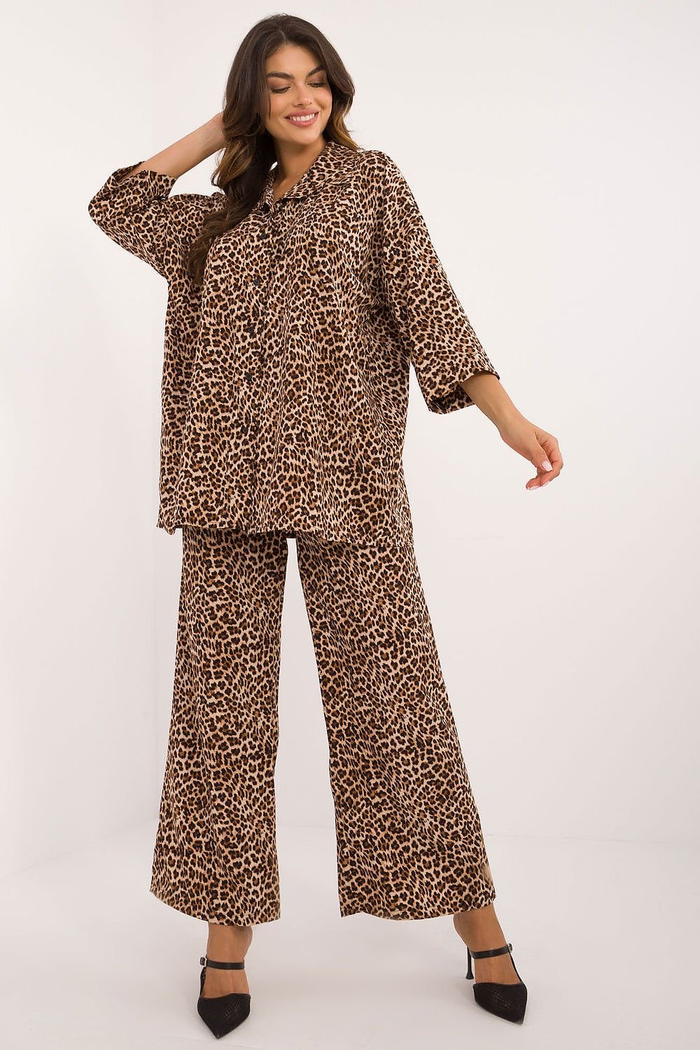 Comfort Print Shirt and Pants Set by Italy Moda beige 2 / one-size-fits-all MAHYSTYLE