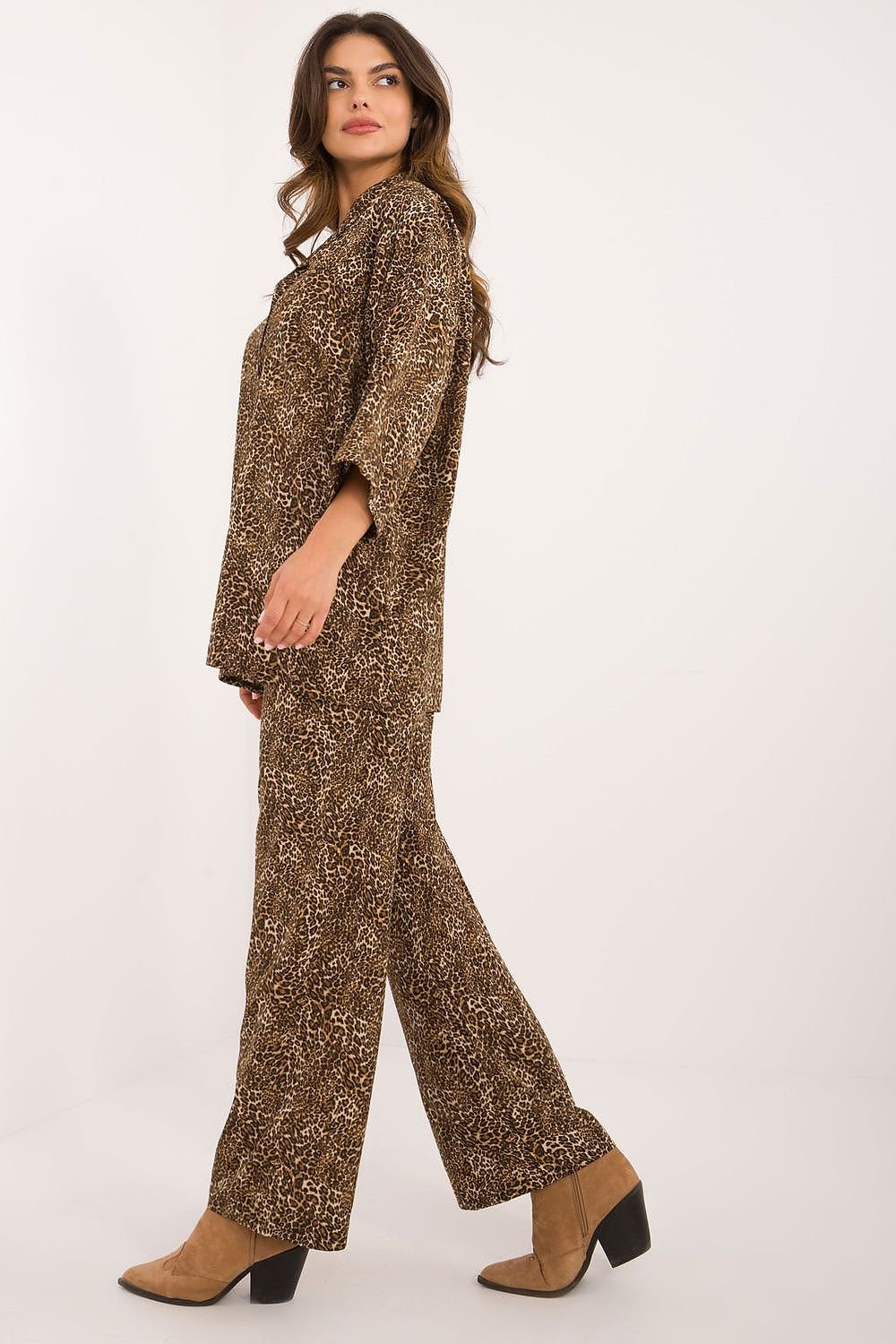 Comfort Print Shirt and Pants Set by Italy Moda beige / one-size-fits-all MAHYSTYLE
