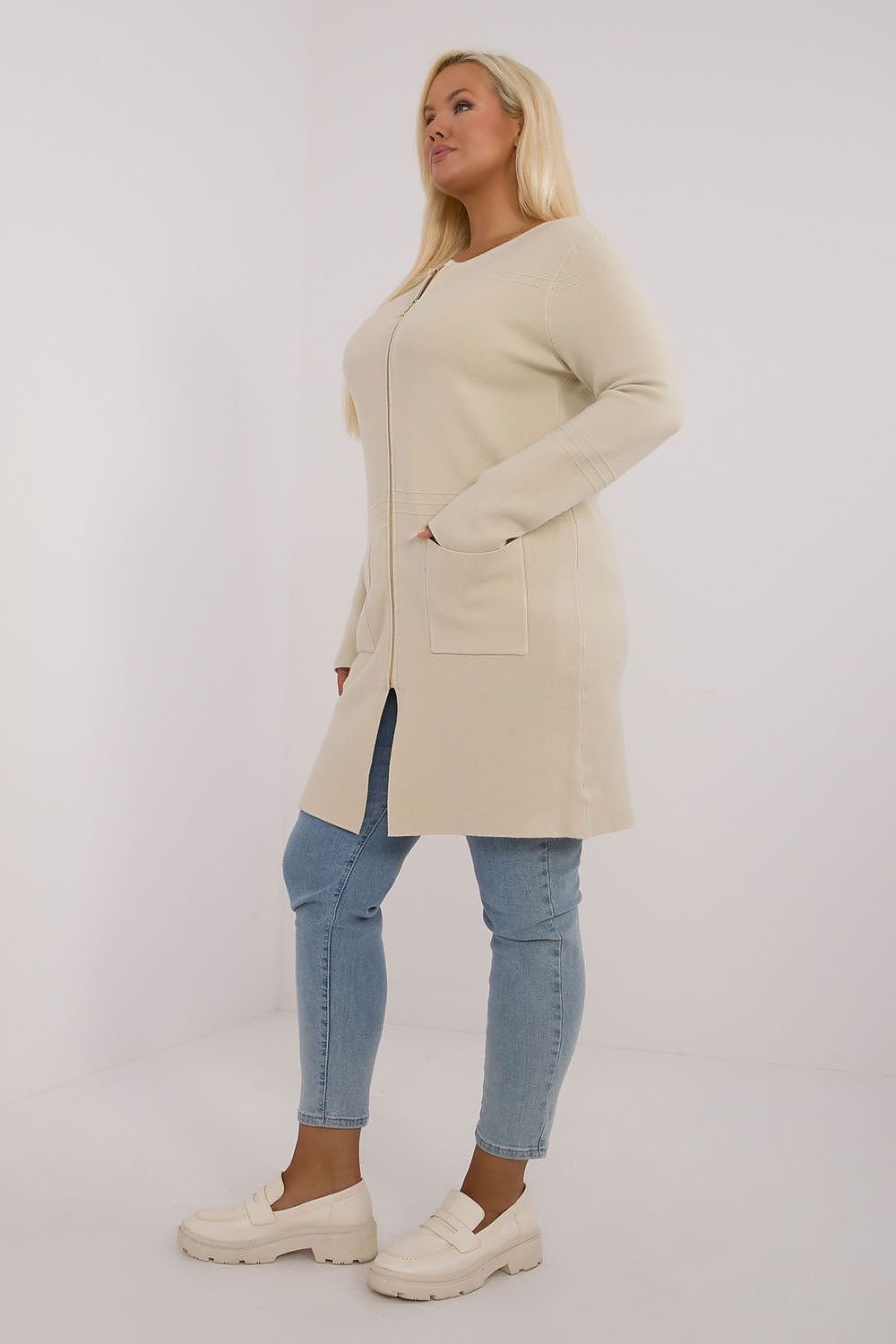 long cut Sweater plus size beige / XL/XXL MAHYSTYLE