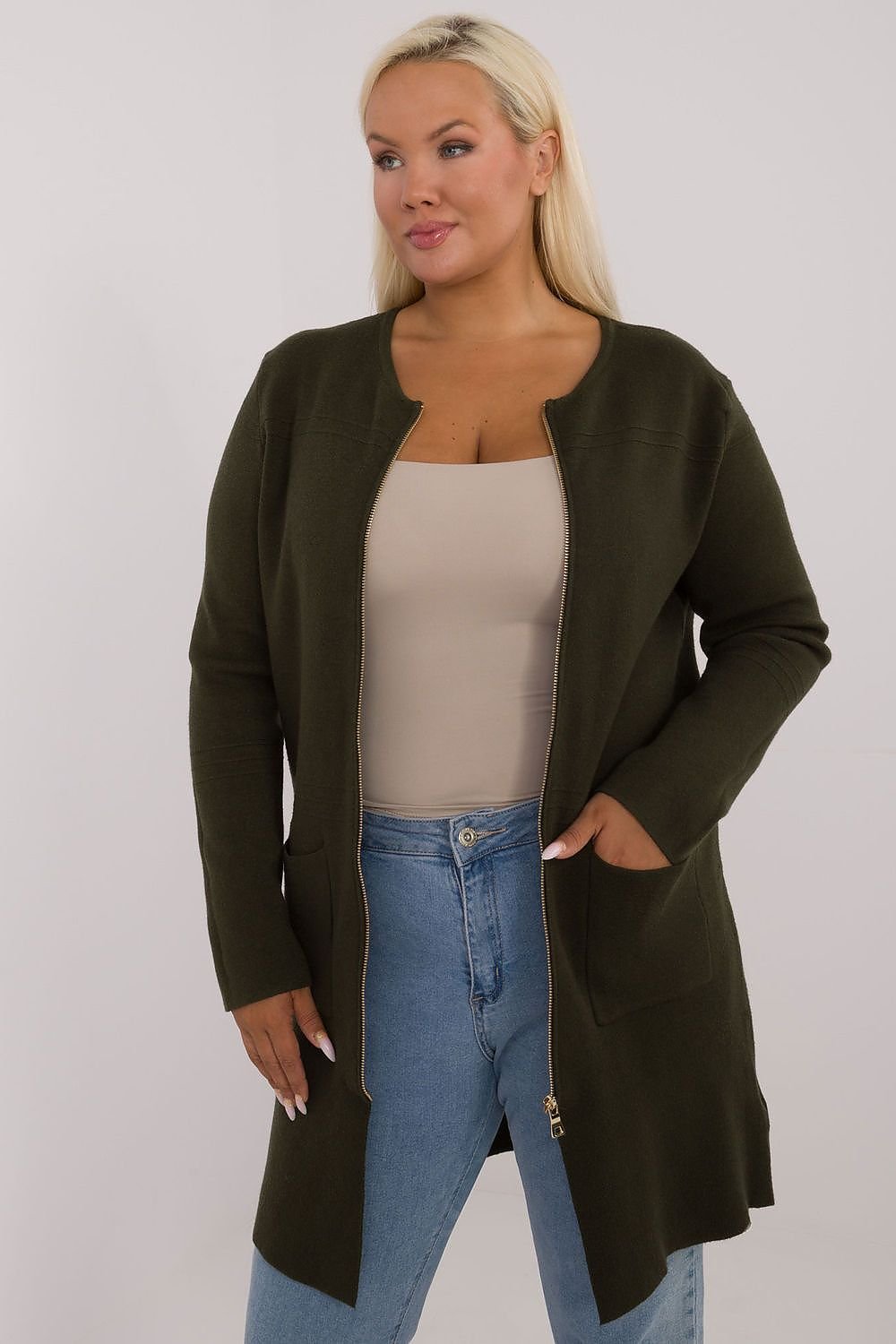long cut Sweater plus size green / XL/XXL MAHYSTYLE