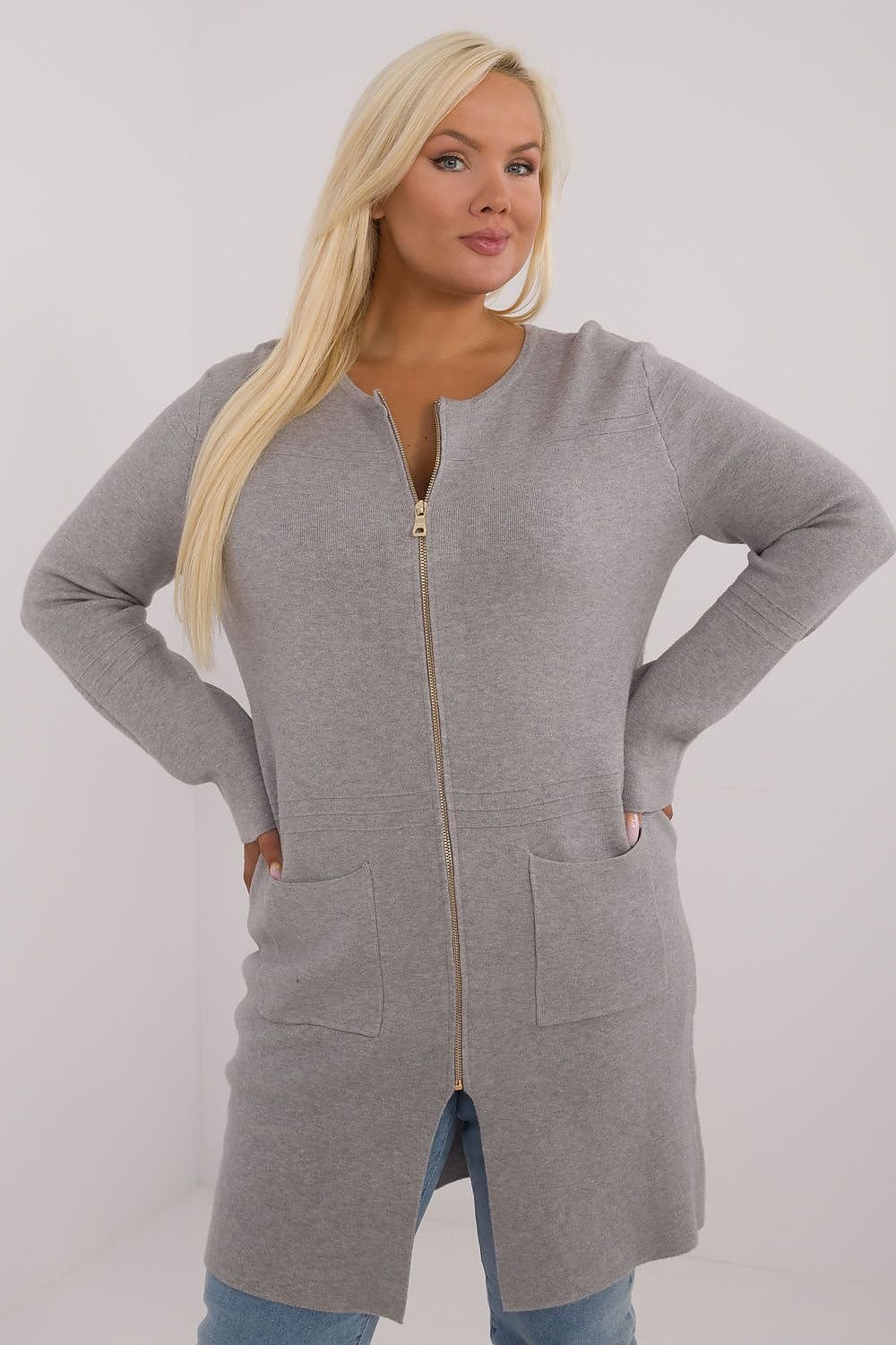 long cut Sweater plus size grey / XL/XXL MAHYSTYLE