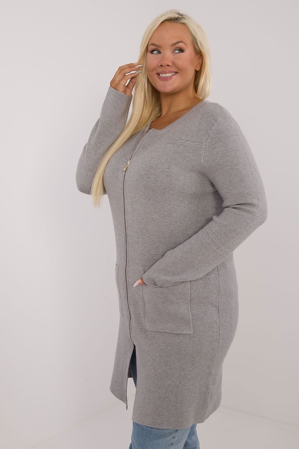 long cut Sweater plus size beige / XL/XXL MAHYSTYLE