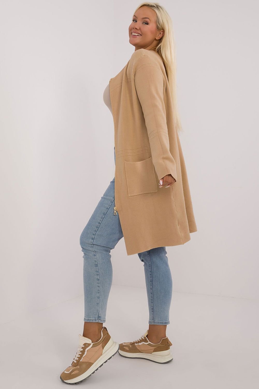 long cut Sweater plus size beige / XL/XXL MAHYSTYLE