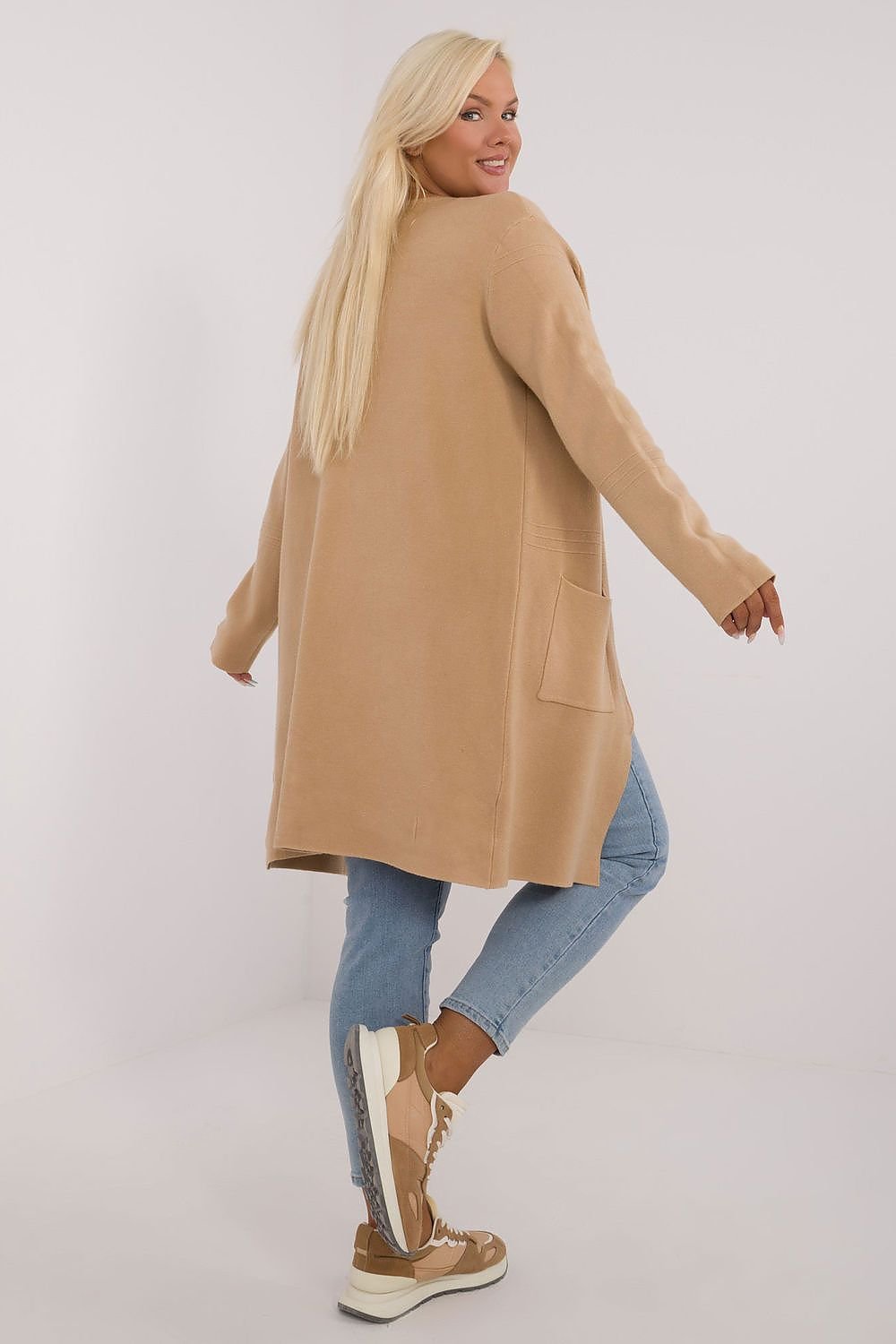 long cut Sweater plus size beige / XL/XXL MAHYSTYLE