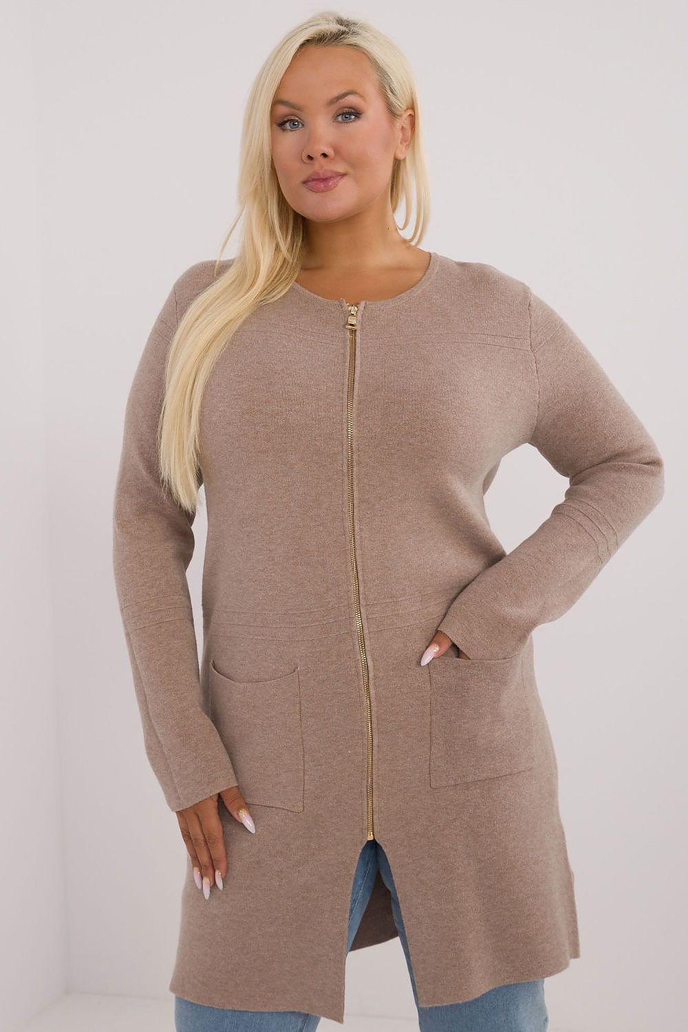 long cut Sweater plus size beige 2 / XL/XXL MAHYSTYLE