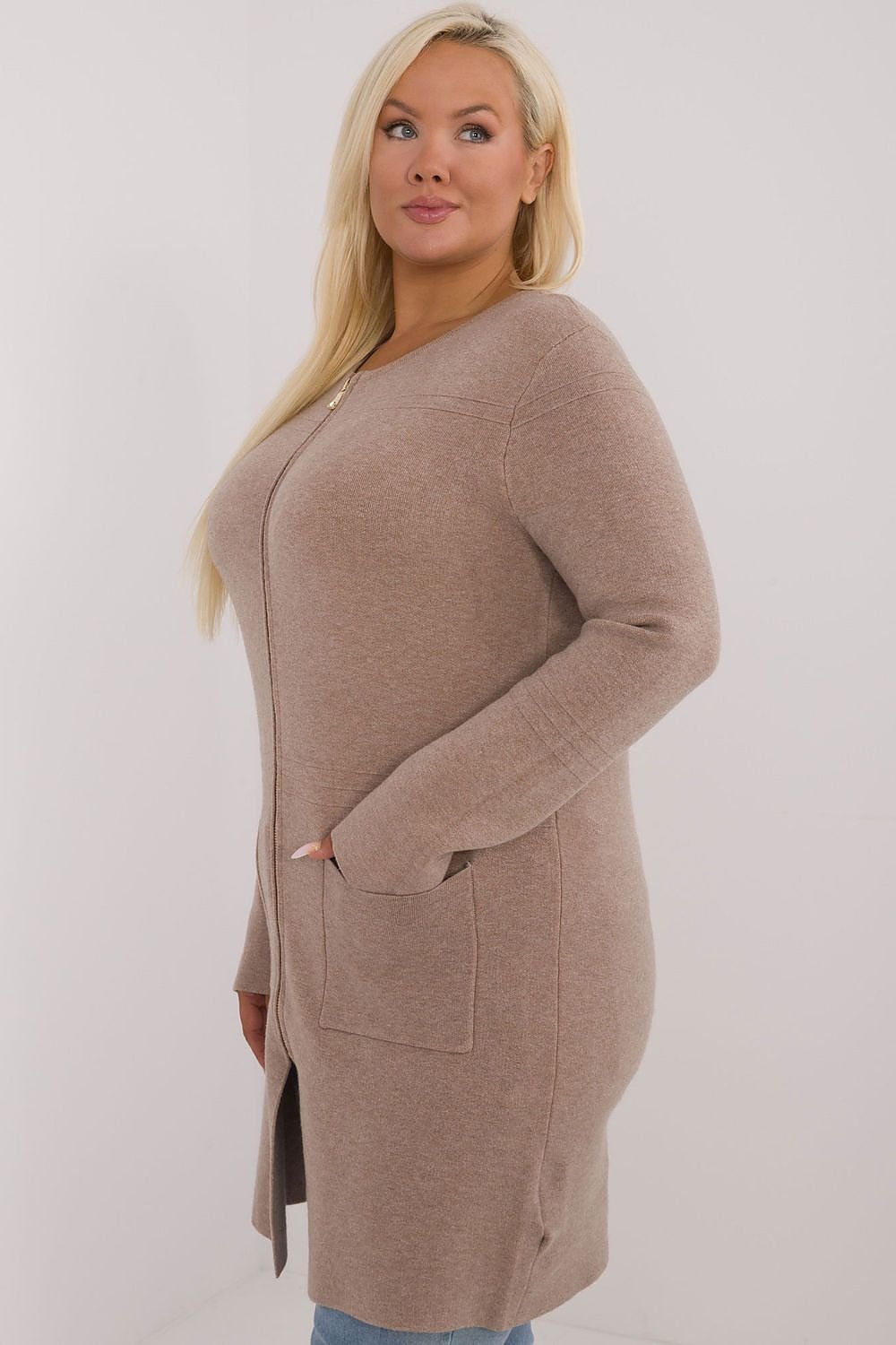 long cut Sweater plus size beige / XL/XXL MAHYSTYLE