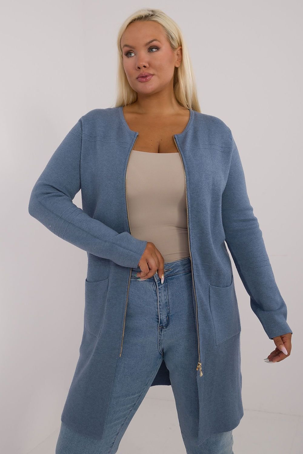 long cut Sweater plus size blue / XL/XXL MAHYSTYLE