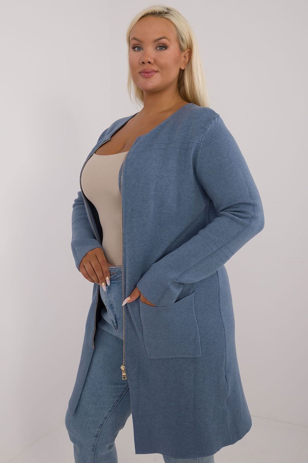 long cut Sweater plus size beige / XL/XXL MAHYSTYLE