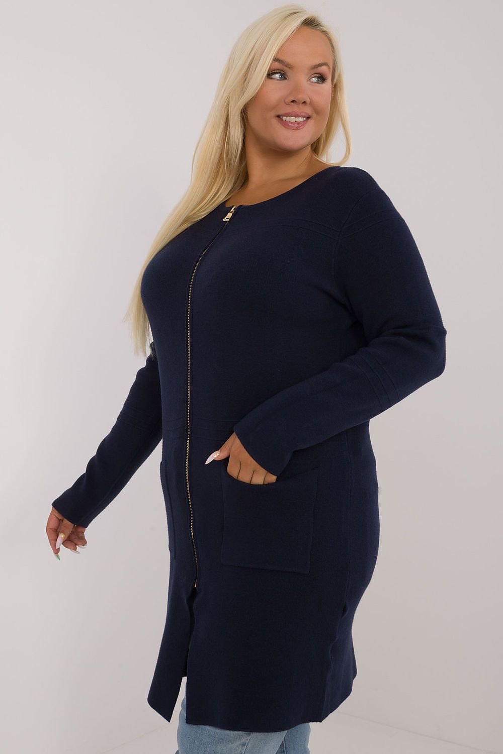 long cut Sweater plus size beige / XL/XXL MAHYSTYLE
