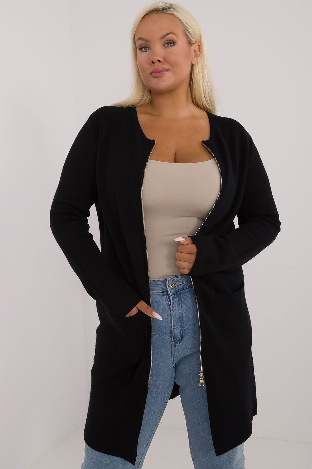 long cut Sweater plus size black / XL/XXL MAHYSTYLE