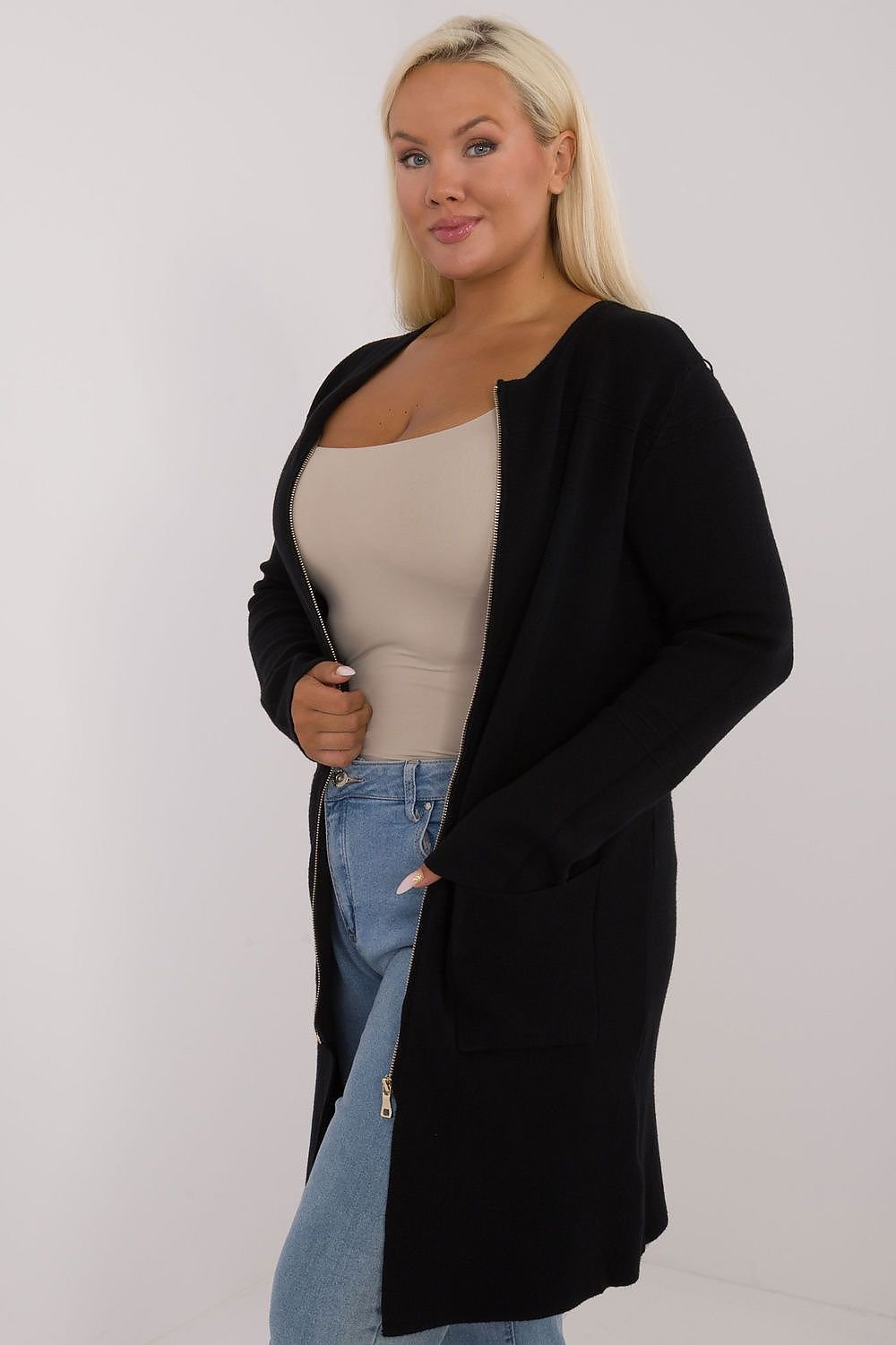long cut Sweater plus size beige / XL/XXL MAHYSTYLE
