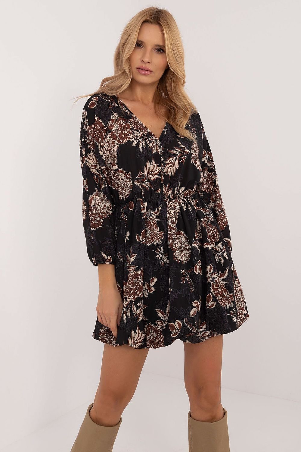 Bombshell Floral Dress by Italy Moda – Chic, Flattering & Comfortable black / one-size-fits-all MAHYSTYLE