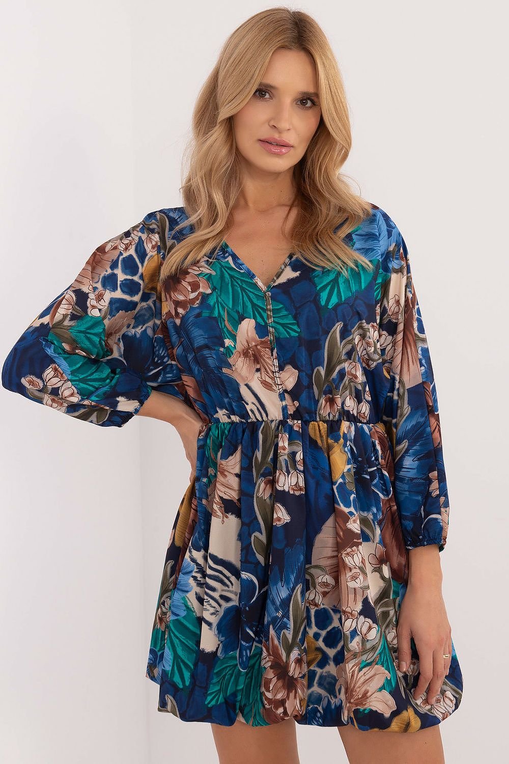 Bombshell Floral Dress by Italy Moda – Chic, Flattering & Comfortable blue / one-size-fits-all MAHYSTYLE