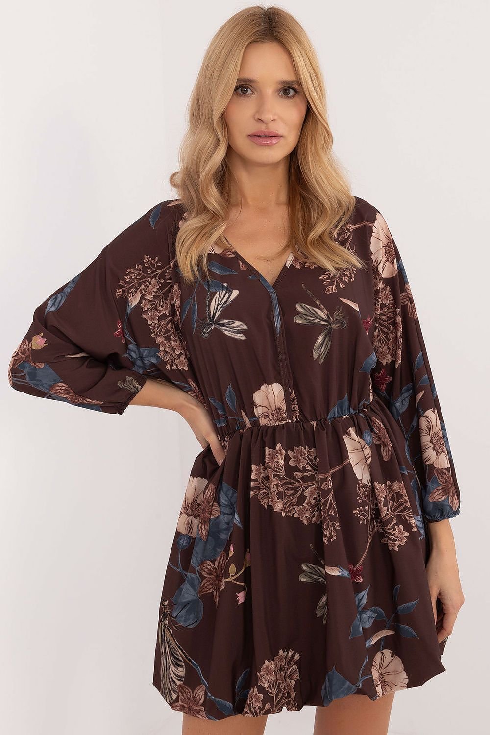 Bombshell Floral Dress by Italy Moda – Chic, Flattering & Comfortable brown / one-size-fits-all MAHYSTYLE