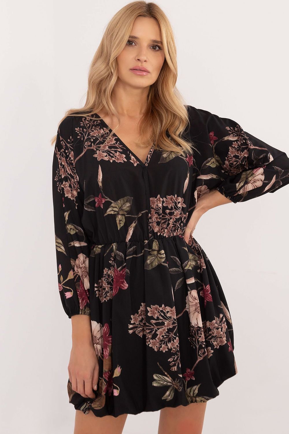 Bombshell Floral Dress by Italy Moda – Chic, Flattering & Comfortable black 2 / one-size-fits-all MAHYSTYLE
