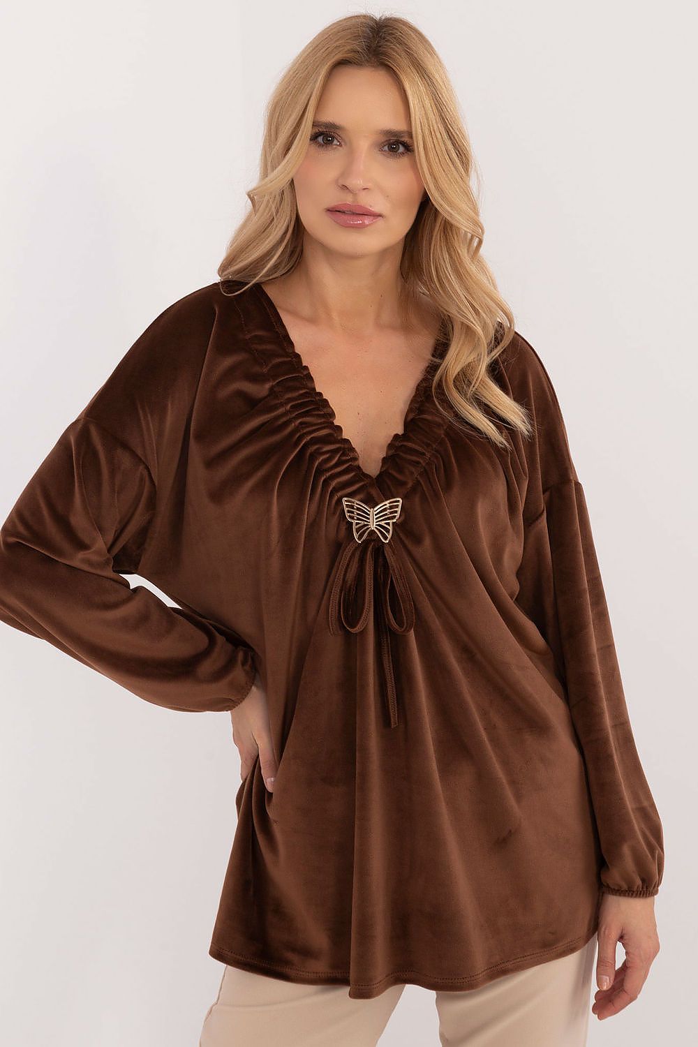 Chic Velour Blouse brown 2 / one-size-fits-all MAHYSTYLE