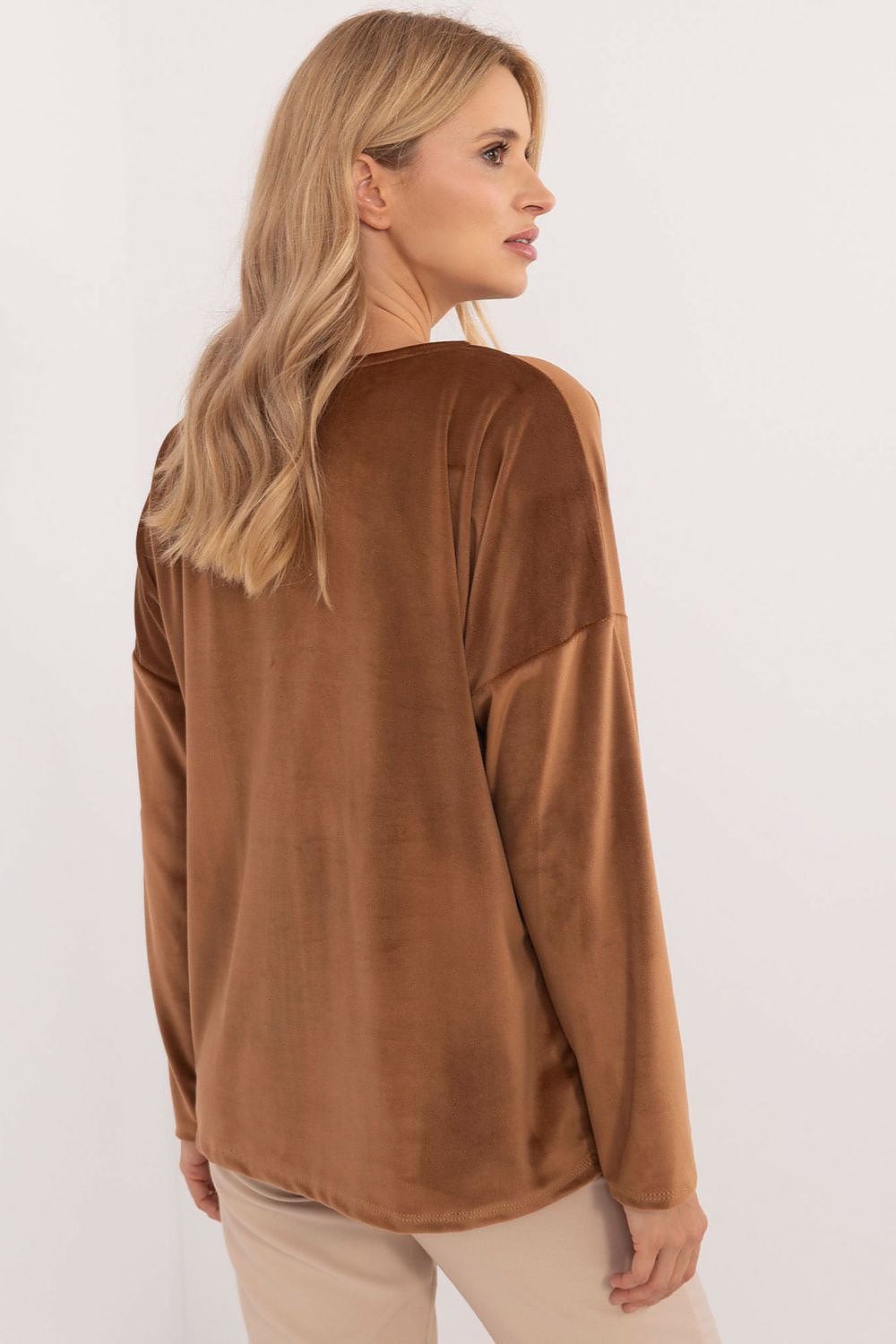 Stylish Velour Blouse brown / one-size-fits-all MAHYSTYLE