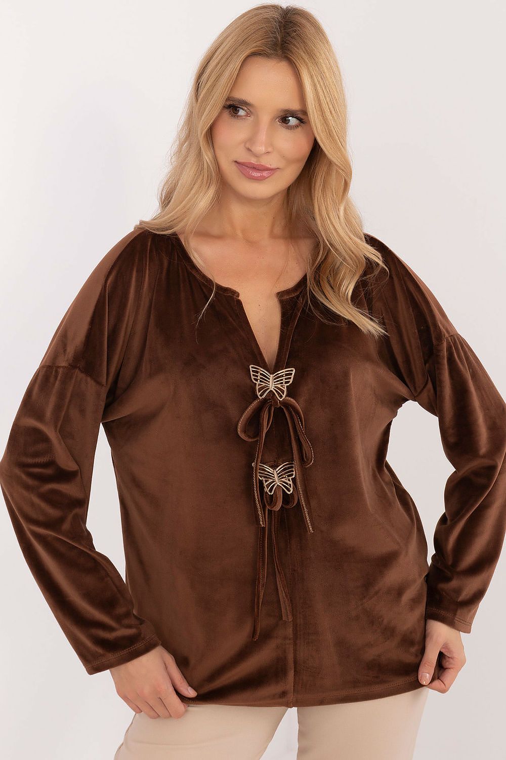 Stylish Velour Blouse brown 2 / one-size-fits-all MAHYSTYLE