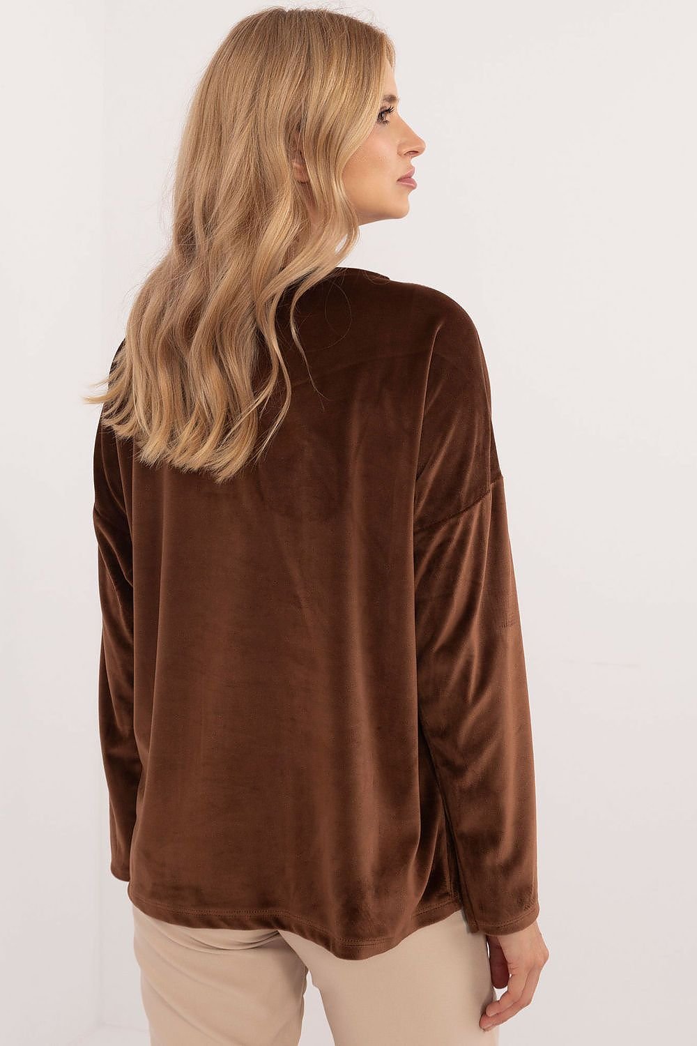 Stylish Velour Blouse brown / one-size-fits-all MAHYSTYLE