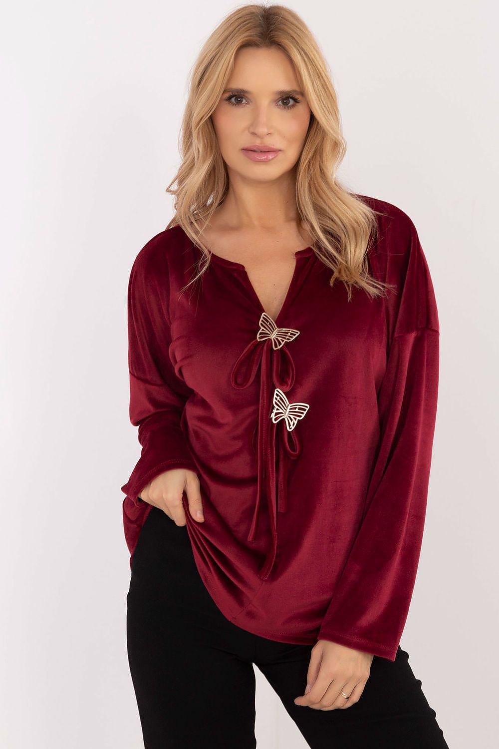 Stylish Velour Blouse red / one-size-fits-all MAHYSTYLE