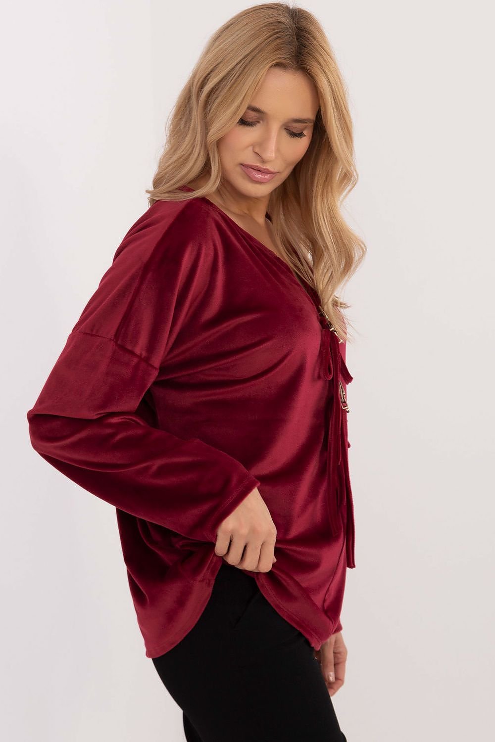 Stylish Velour Blouse brown / one-size-fits-all MAHYSTYLE