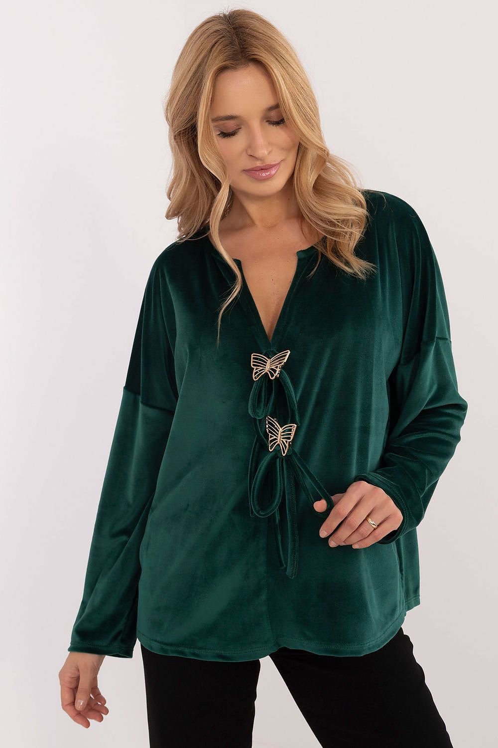 Stylish Velour Blouse green / one-size-fits-all MAHYSTYLE