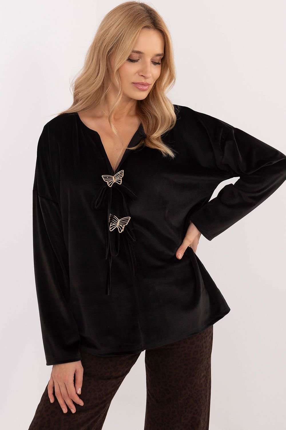 Stylish Velour Blouse black / one-size-fits-all MAHYSTYLE