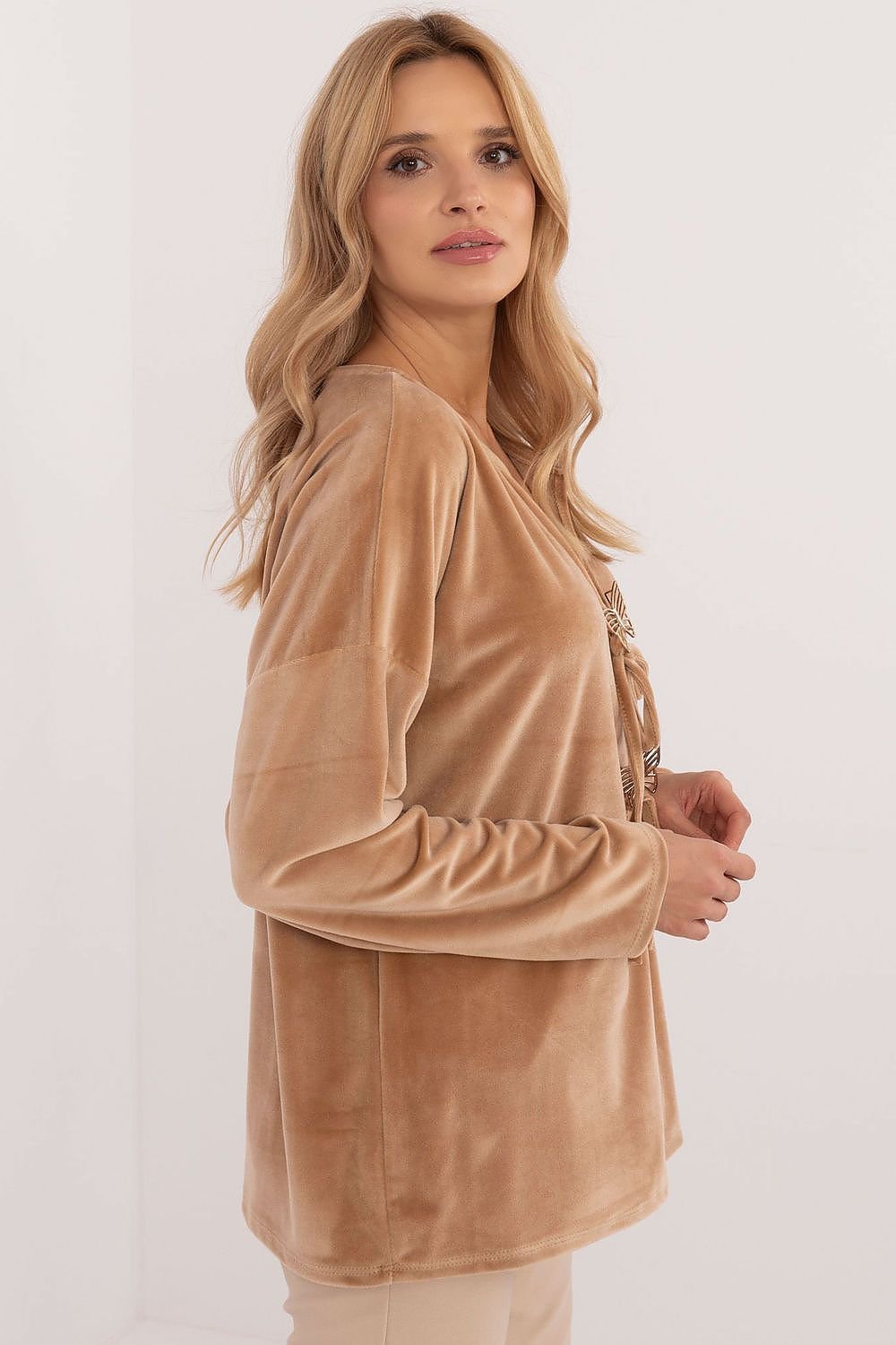 Stylish Velour Blouse brown / one-size-fits-all MAHYSTYLE
